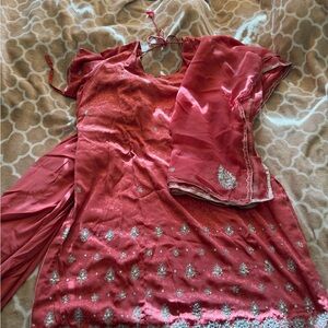 Elegant Pink and Silver Embellished Dress